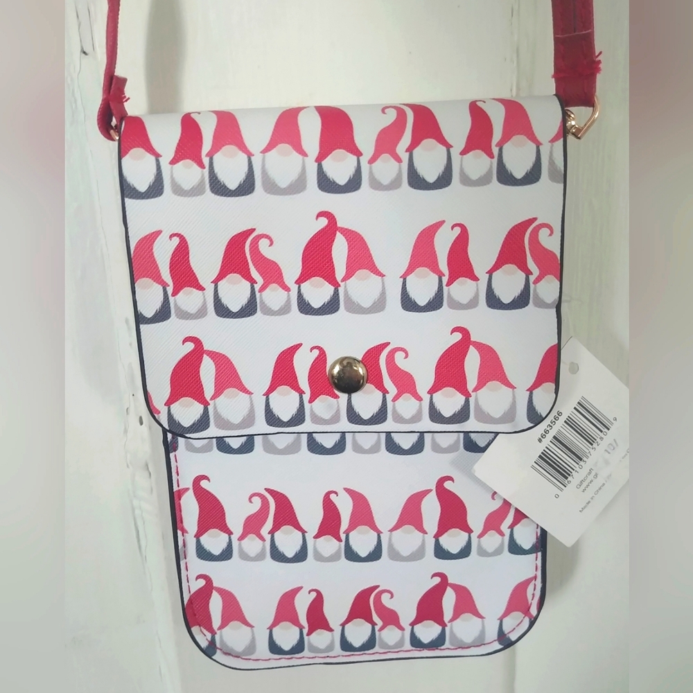 NWT Giftcraft Crossbody Gnome Red/ White Purse Wallet Phone Case